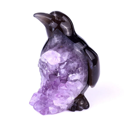 Nicedony 3.9" Amethyst Druse Agate Hand Carved Penguin Sculpture - View 7