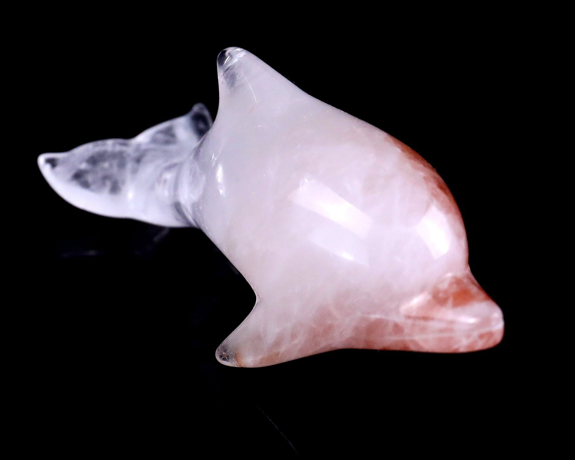 Nicedony 3.9" Angolan Quartz Rock Hand Carved Dolphin Sculpture - View 2