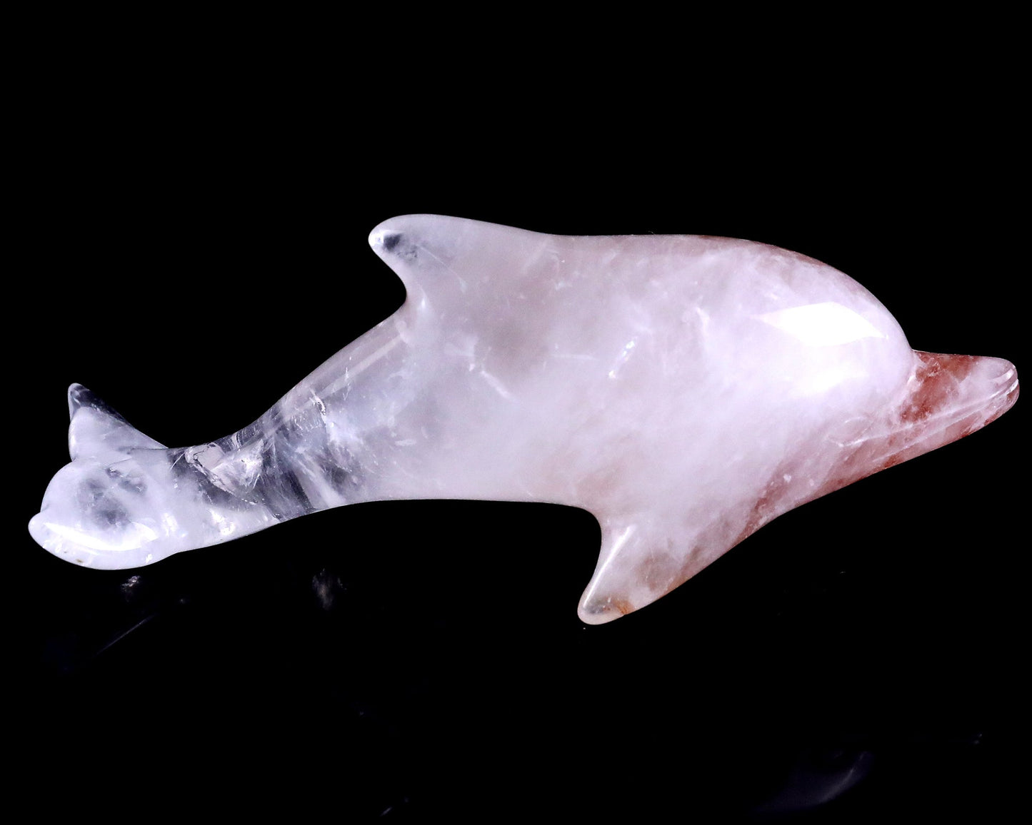 Nicedony 3.9" Angolan Quartz Rock Hand Carved Dolphin Sculpture