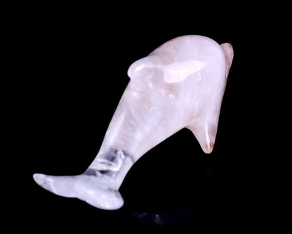 Nicedony 3.9" Angolan Quartz Rock Hand Carved Dolphin Sculpture - View 4