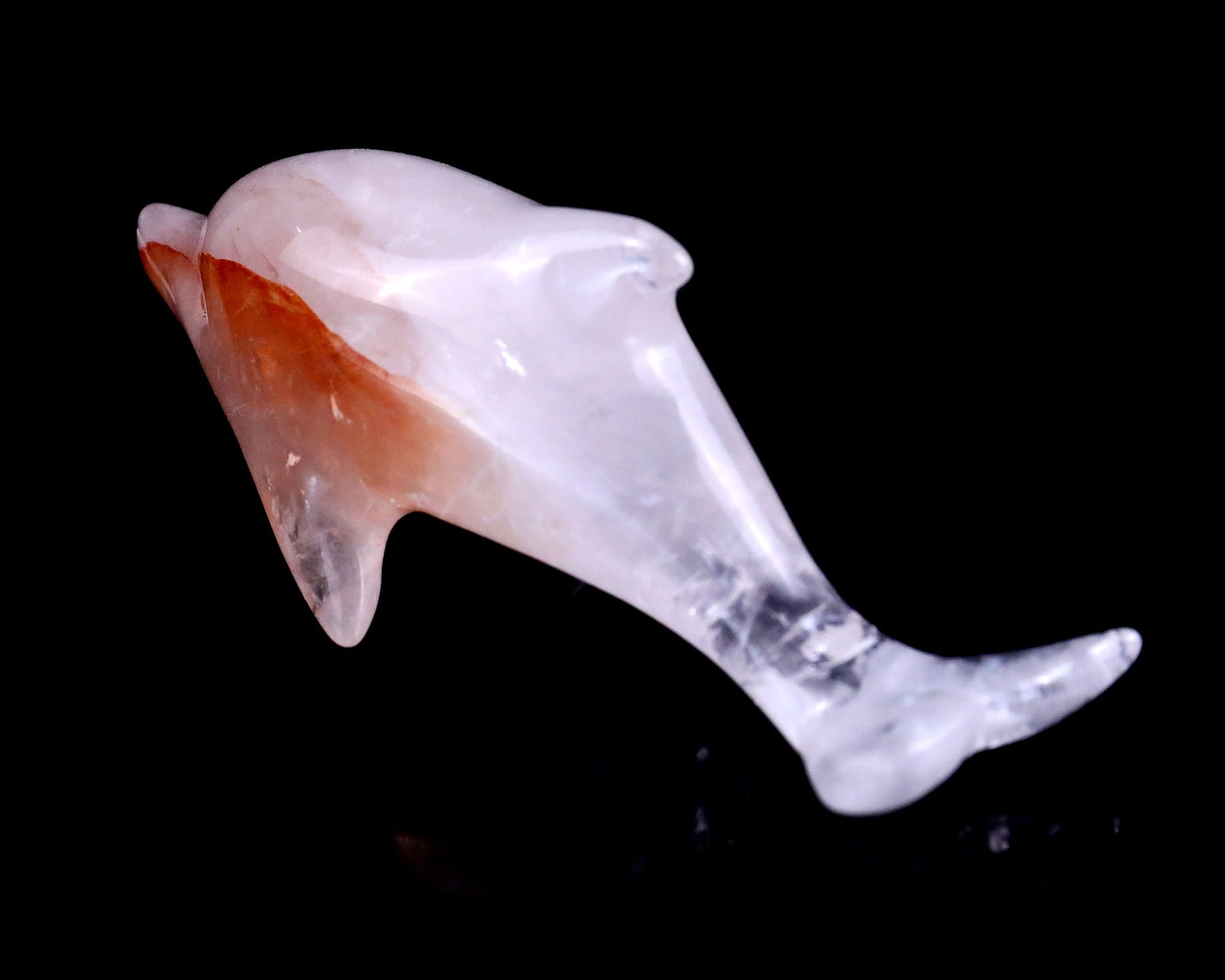 Nicedony 3.9" Angolan Quartz Rock Hand Carved Dolphin Sculpture - View 6