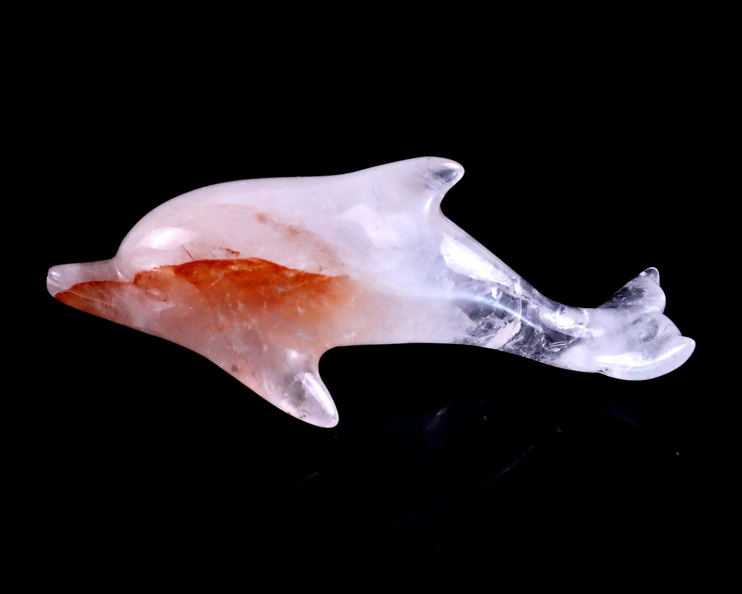 Nicedony 3.9" Angolan Quartz Rock Hand Carved Dolphin Sculpture - View 7
