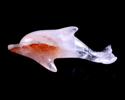 Nicedony 3.9" Angolan Quartz Rock Hand Carved Dolphin Sculpture - View 7
