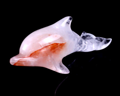 Nicedony 3.9" Angolan Quartz Rock Hand Carved Dolphin Sculpture - View 9