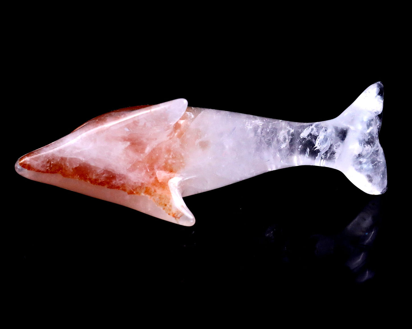 Nicedony 3.9" Angolan Quartz Rock Hand Carved Dolphin Sculpture - View 8