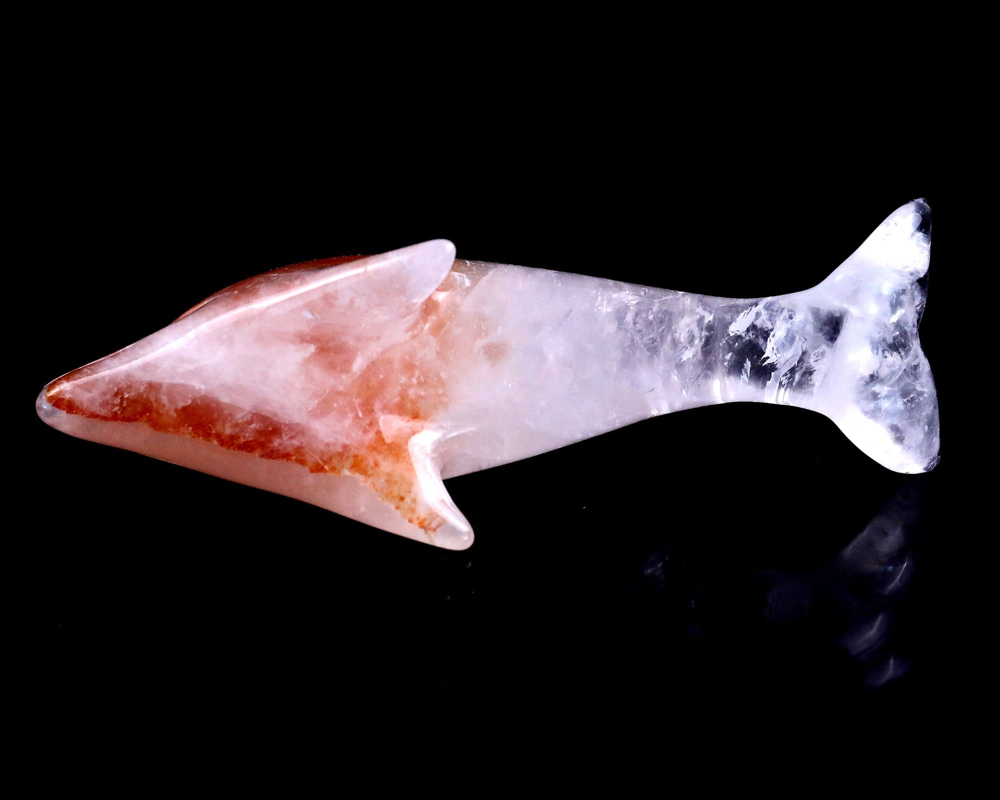 Nicedony 3.9" Angolan Quartz Rock Hand Carved Dolphin Sculpture - View 8
