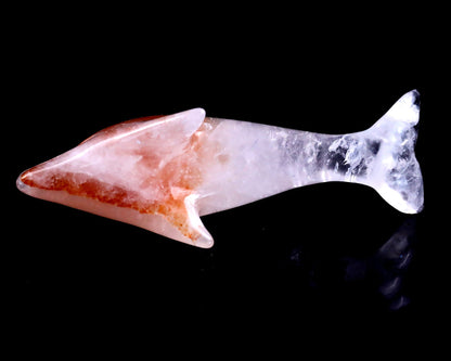 Nicedony 3.9" Angolan Quartz Rock Hand Carved Dolphin Sculpture - View 8