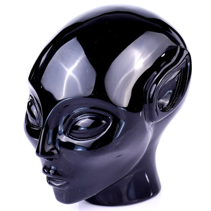 Nicedony 3.9" Black Obsidian Hand Carved Crystal Elf Alien Sculpture - View 7