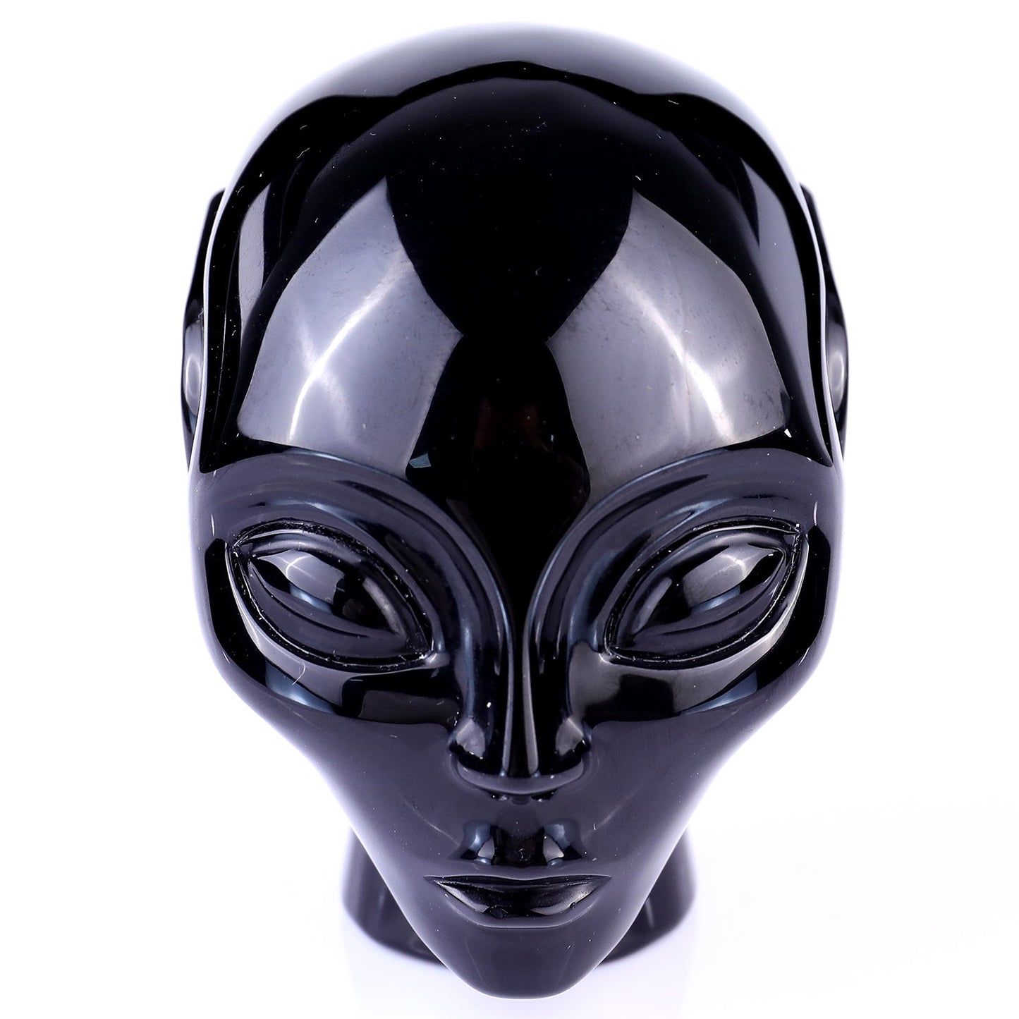 Nicedony 3.9" Black Obsidian Hand Carved Crystal Elf Alien Sculpture - #5100002