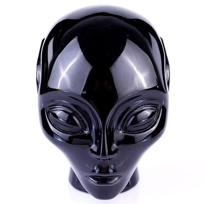 Nicedony 3.9" Black Obsidian Hand Carved Crystal Elf Alien Sculpture - #5100002