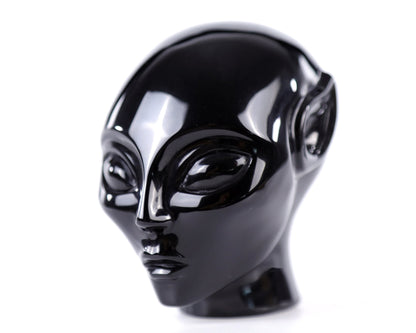 Nicedony 3.9" Black Obsidian Hand Carved Crystal Elf Alien Sculpture - View 8