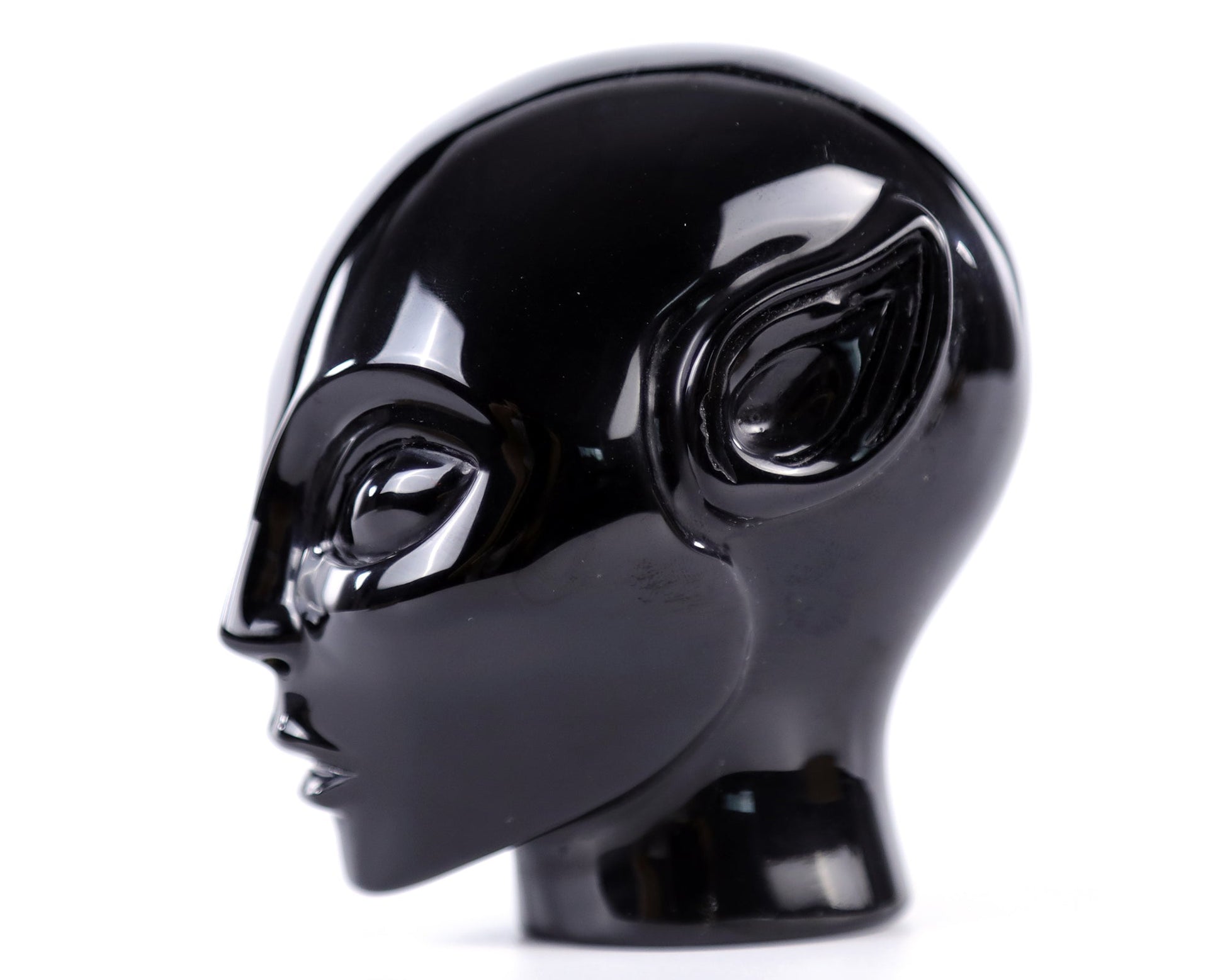 Nicedony 3.9" Black Obsidian Hand Carved Crystal Elf Alien Sculpture - View 16