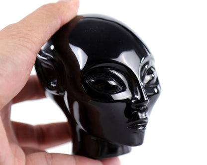 Nicedony 3.9" Black Obsidian Hand Carved Crystal Elf Alien Sculpture - View 9