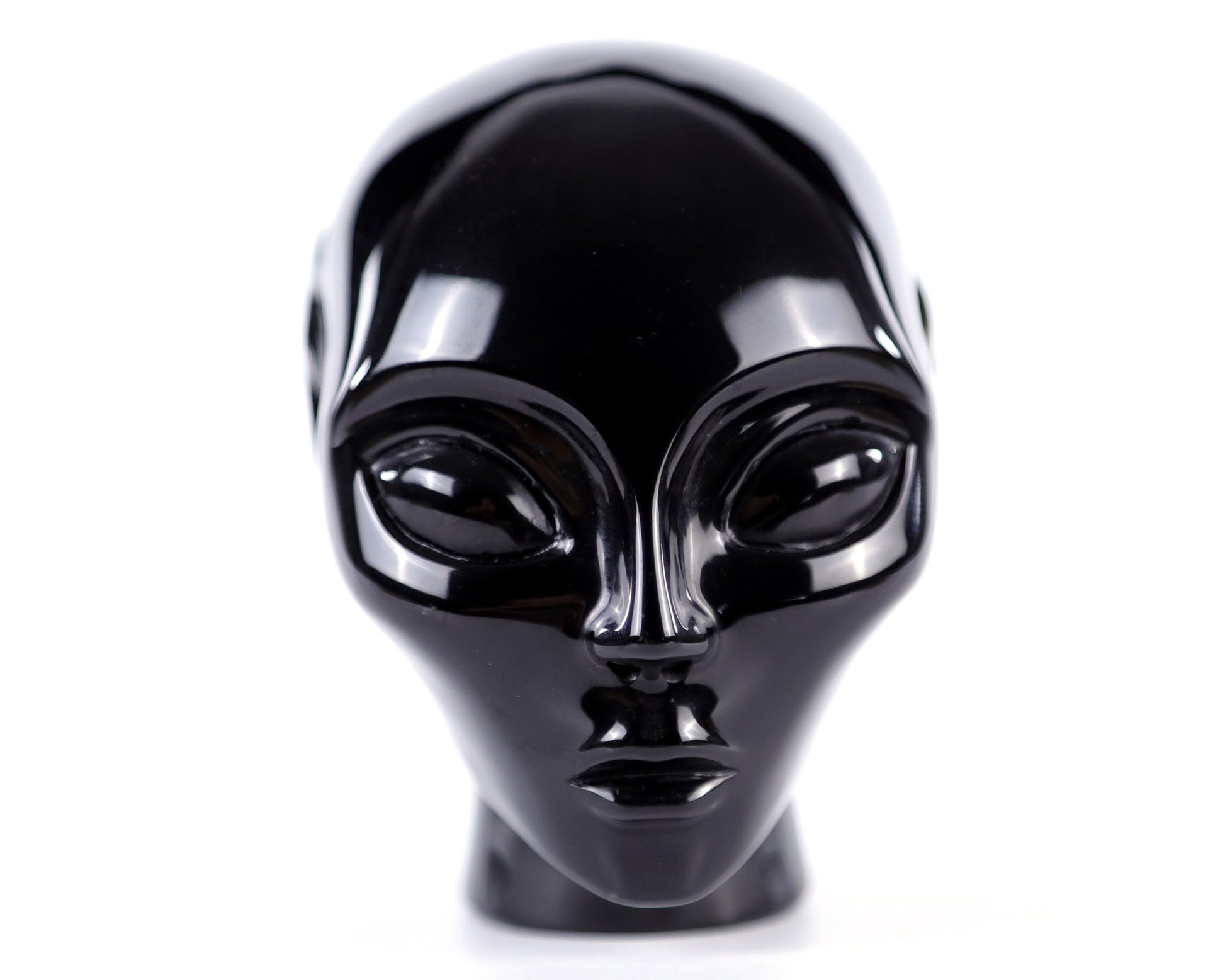 Nicedony 3.9" Black Obsidian Hand Carved Crystal Elf Alien Sculpture - View 18