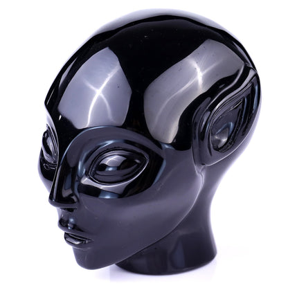 Nicedony 3.9" Black Obsidian Hand Carved Crystal Elf Alien Sculpture - View 7