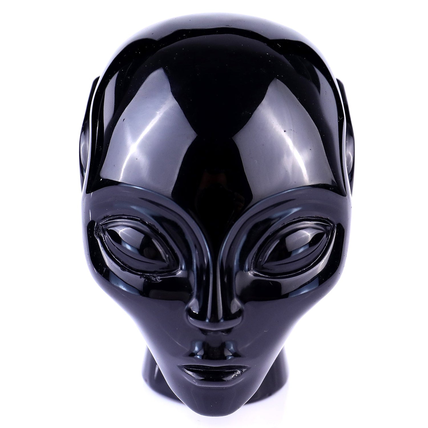 Nicedony 3.9" Black Obsidian Hand Carved Crystal Elf Alien Sculpture (SKU: S100017) - Photo 2