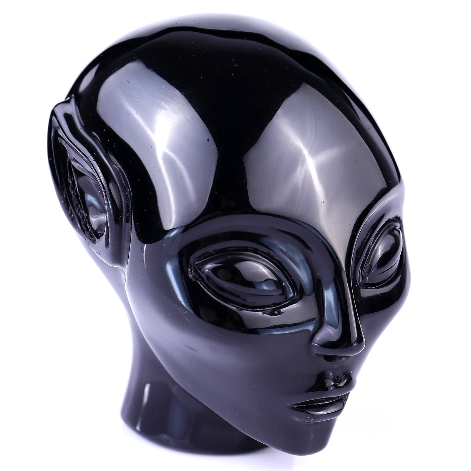 Nicedony 3.9" Black Obsidian Hand Carved Crystal Elf Alien Sculpture
