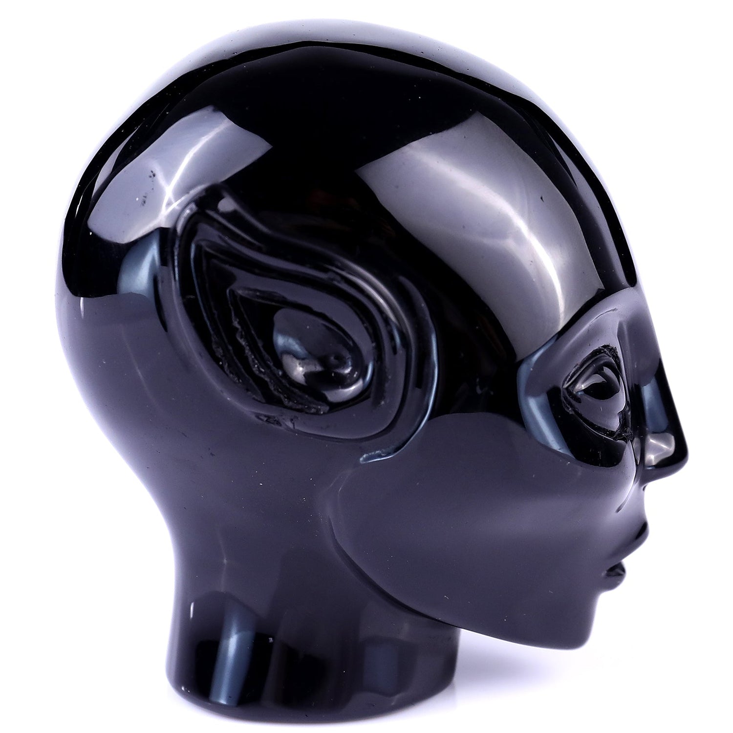 Nicedony 3.9" Black Obsidian Hand Carved Crystal Elf Alien Sculpture (SKU: S100017) - Photo 3