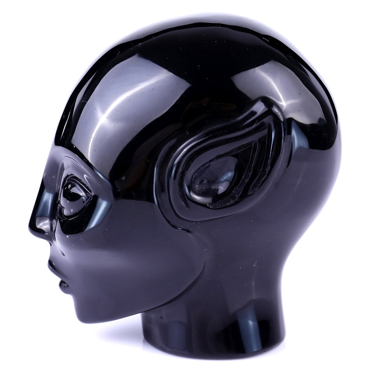 Nicedony 3.9" Black Obsidian Hand Carved Crystal Elf Alien Sculpture (SKU: S100017) - Photo 4