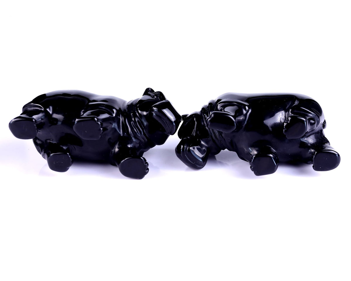Nicedony 3.9" Black Obsidian Hand Carved Crystal Hippo Sculpture (SKU: S100106) - Photo 7