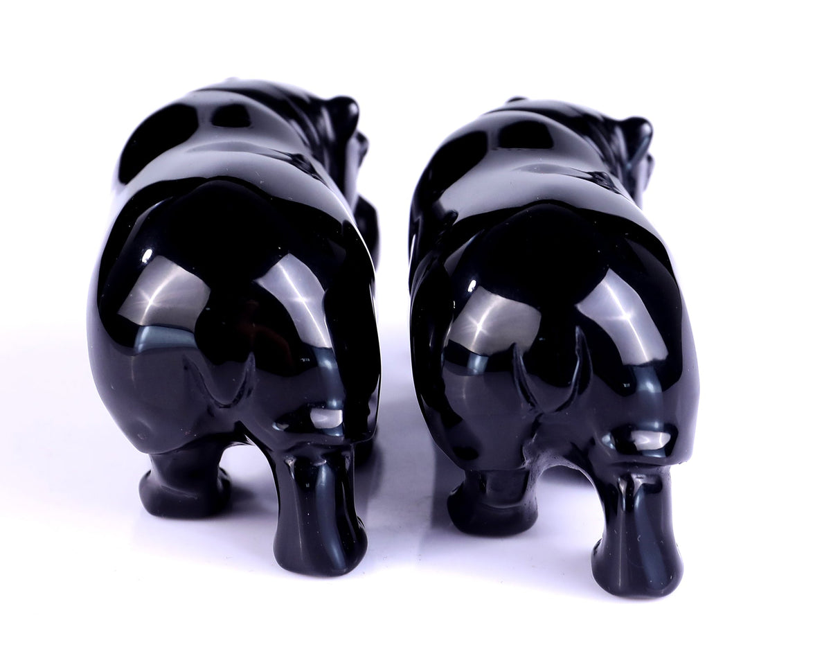 Nicedony 3.9" Black Obsidian Hand Carved Crystal Hippo Sculpture (SKU: S100106) - Photo 6