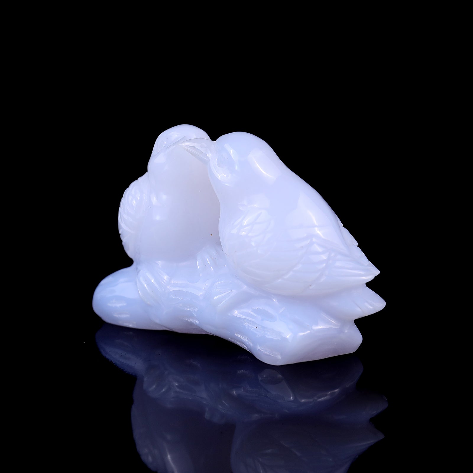 Nicedony 3.9" Blue Chalcedony Hand Carved Crystal Birds Sculpture - View 7