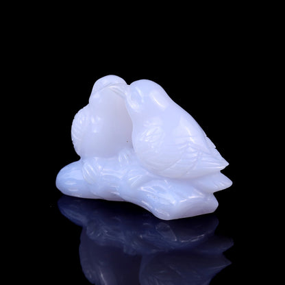 Nicedony 3.9" Blue Chalcedony Hand Carved Crystal Birds Sculpture - View 7