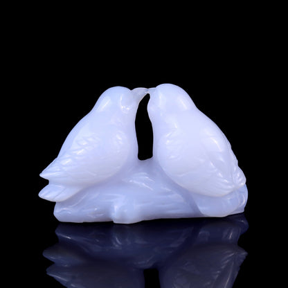 Nicedony 3.9" Blue Chalcedony Hand Carved Crystal Birds Sculpture - View 5