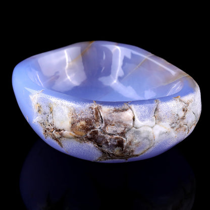 Nicedony 3.9" Blue Chalcedony Hand Carved Crystal Bowl - View 6