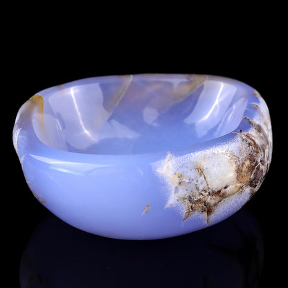 Nicedony 3.9" Blue Chalcedony Hand Carved Crystal Bowl