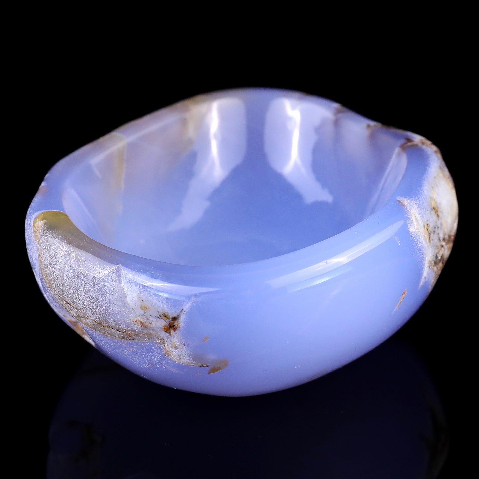 Nicedony 3.9" Blue Chalcedony Hand Carved Crystal Bowl - View 2