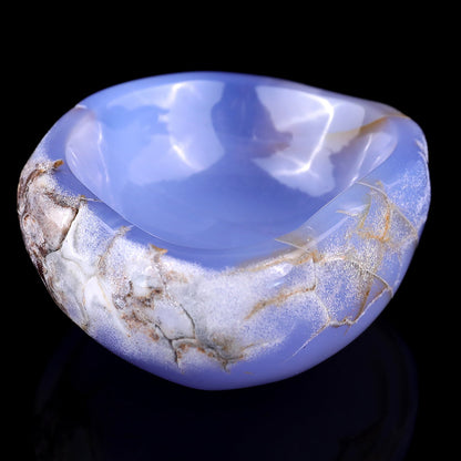 Nicedony 3.9" Blue Chalcedony Hand Carved Crystal Bowl - View 5