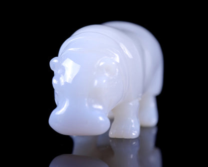 Nicedony 3.9" Blue Chalcedony Hand Carved Crystal Hippo Sculpture - View 23