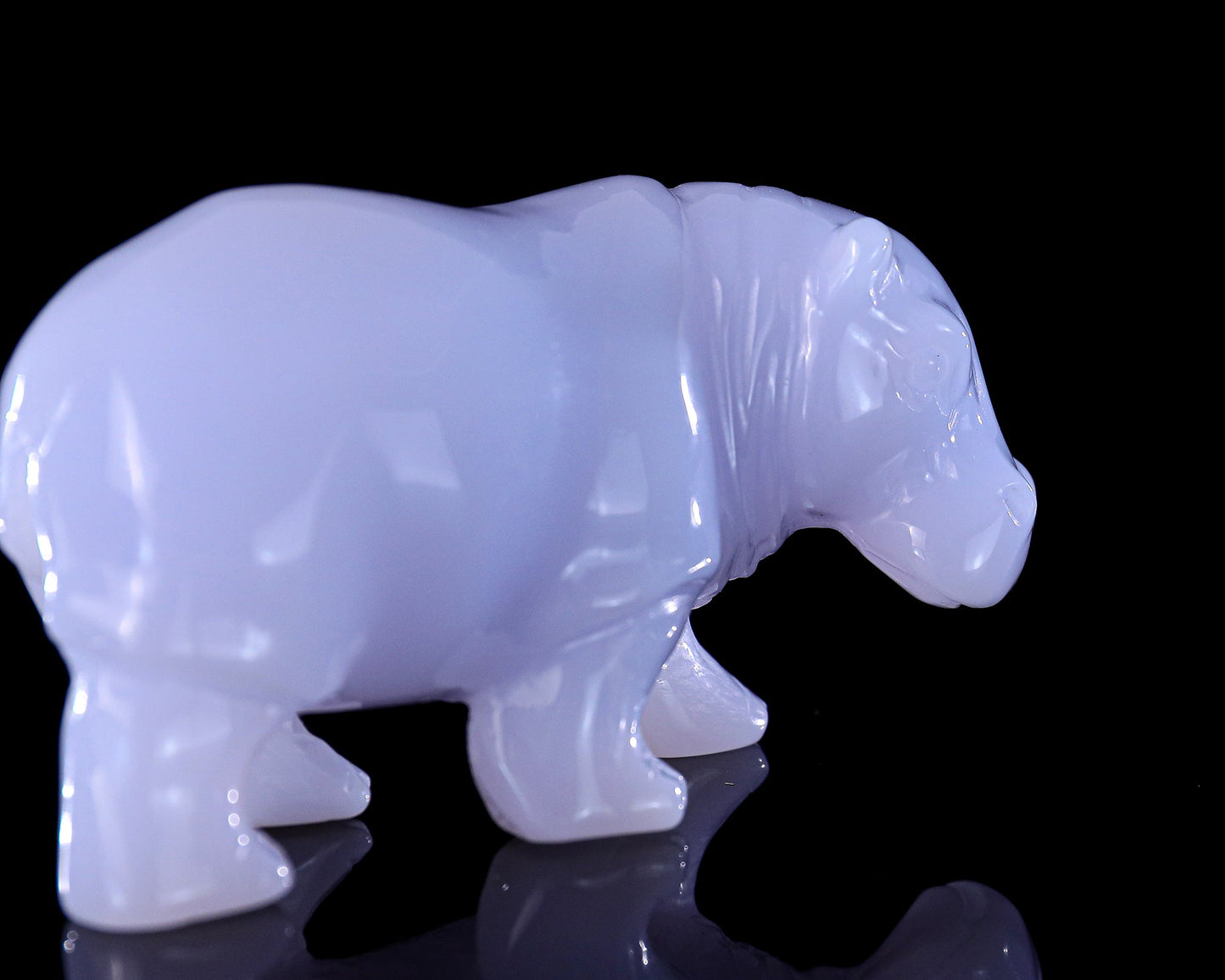 Nicedony 3.9" Blue Chalcedony Hand Carved Crystal Hippo Sculpture - View 9
