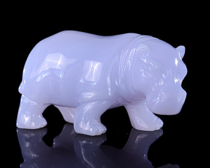 Nicedony 3.9" Blue Chalcedony Hand Carved Crystal Hippo Sculpture - View 10