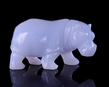 Nicedony 3.9" Blue Chalcedony Hand Carved Crystal Hippo Sculpture - View 11