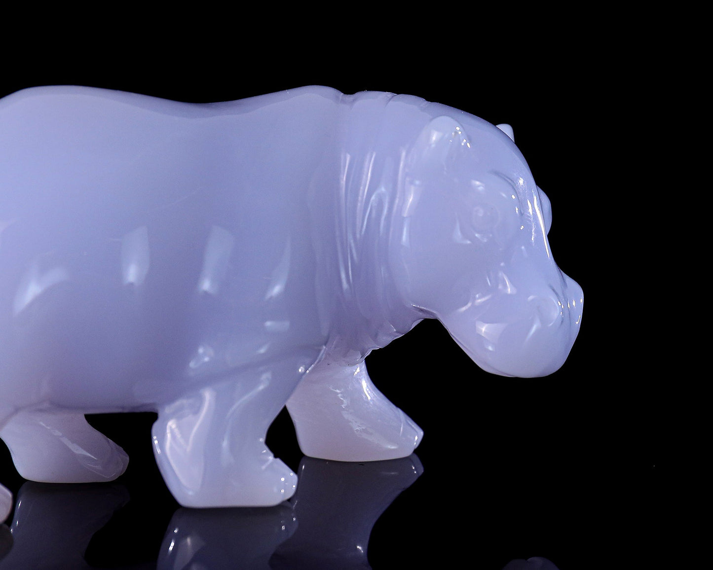 Nicedony 3.9" Blue Chalcedony Hand Carved Crystal Hippo Sculpture - View 12
