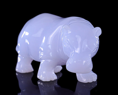 Nicedony 3.9" Blue Chalcedony Hand Carved Crystal Hippo Sculpture - View 13