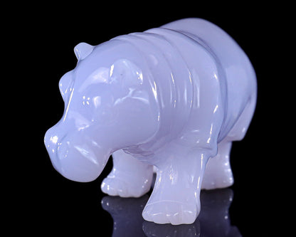 Nicedony 3.9" Blue Chalcedony Hand Carved Crystal Hippo Sculpture - View 14