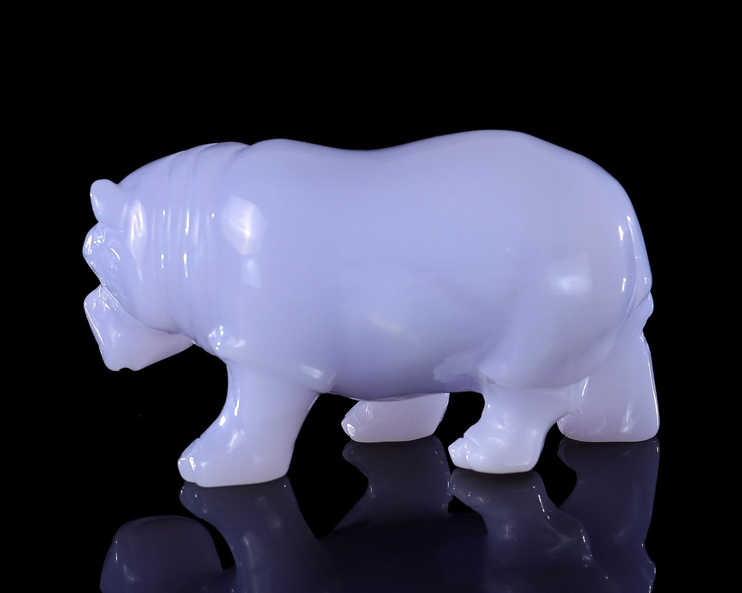 Nicedony 3.9" Blue Chalcedony Hand Carved Crystal Hippo Sculpture - View 15