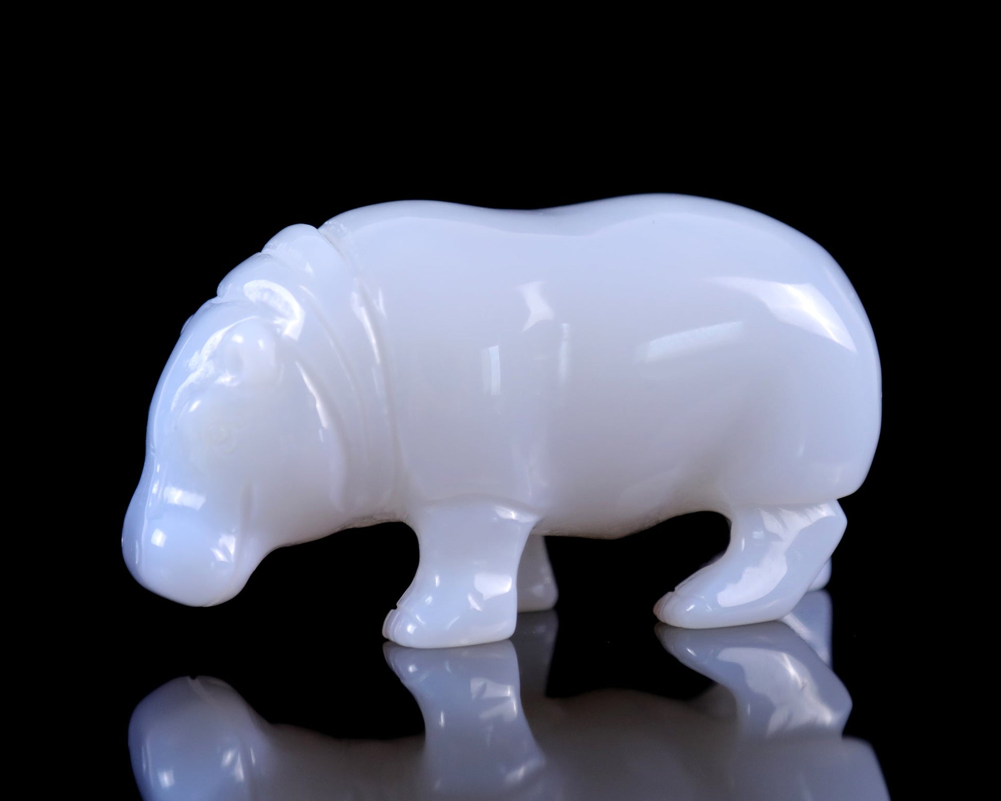 Nicedony 3.9" Blue Chalcedony Hand Carved Crystal Hippo Sculpture - View 25