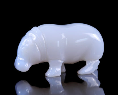 Nicedony 3.9" Blue Chalcedony Hand Carved Crystal Hippo Sculpture - View 25
