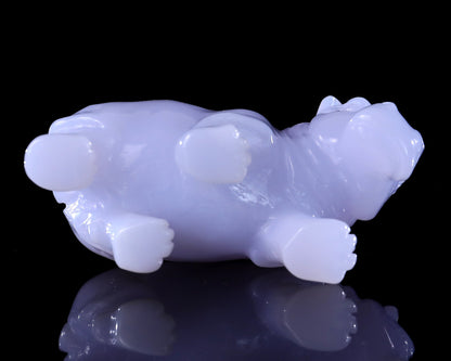 Nicedony 3.9" Blue Chalcedony Hand Carved Crystal Hippo Sculpture - View 17