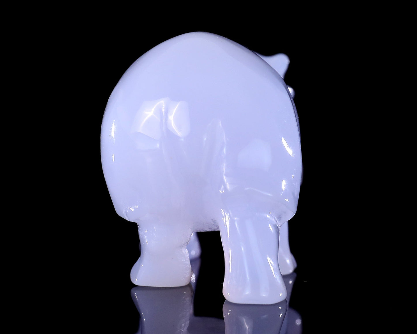 Nicedony 3.9" Blue Chalcedony Hand Carved Crystal Hippo Sculpture - View 5