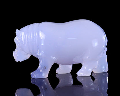 Nicedony 3.9" Blue Chalcedony Hand Carved Crystal Hippo Sculpture - View 6