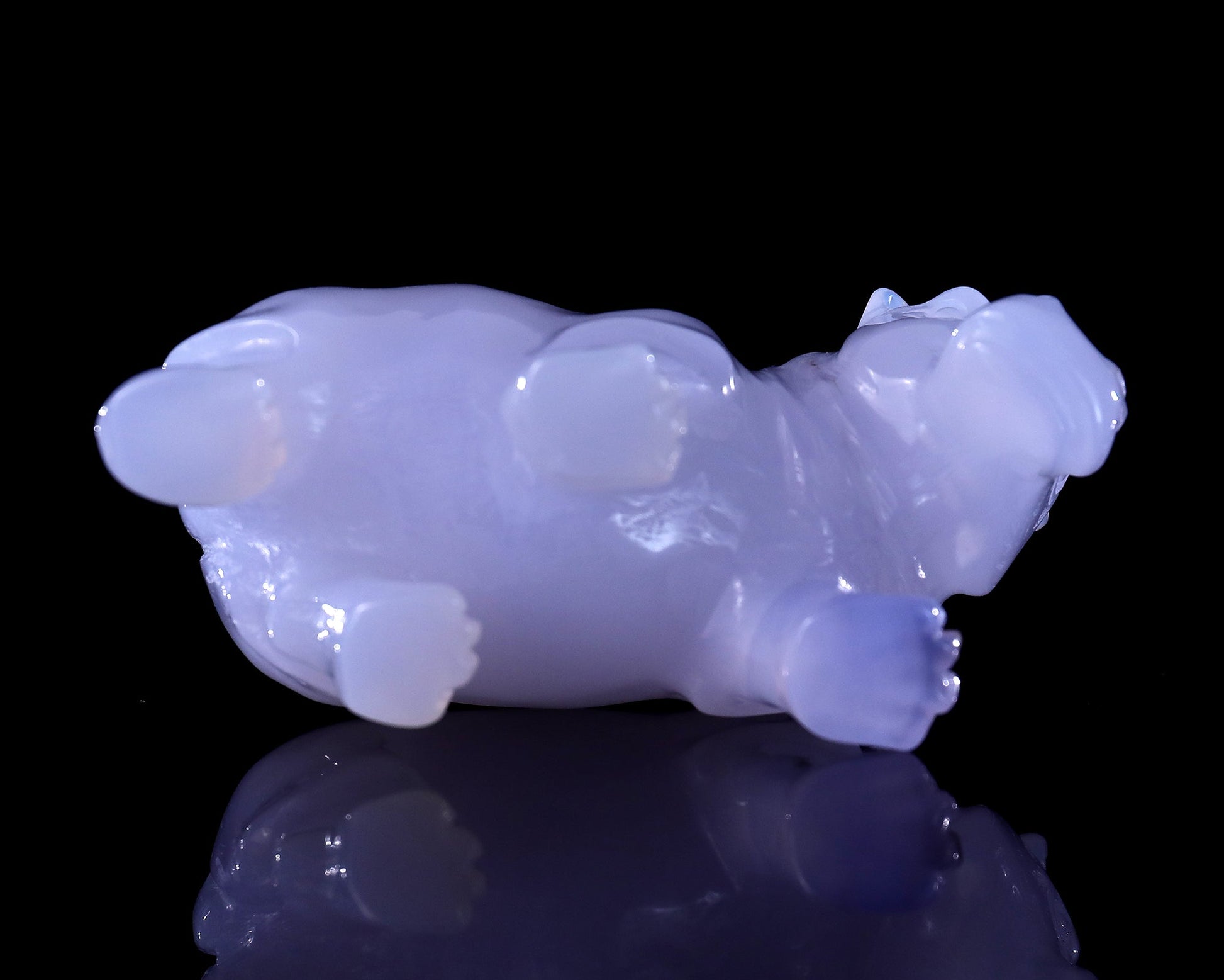 Nicedony 3.9" Blue Chalcedony Hand Carved Crystal Hippo Sculpture - View 8