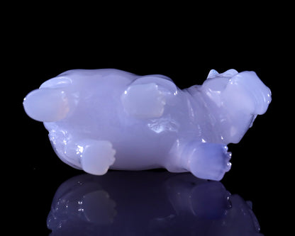 Nicedony 3.9" Blue Chalcedony Hand Carved Crystal Hippo Sculpture - View 8