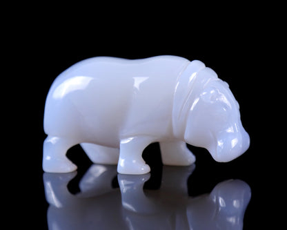 Nicedony 3.9" Blue Chalcedony Hand Carved Crystal Hippo Sculpture - View 20
