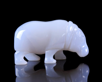 Nicedony 3.9" Blue Chalcedony Hand Carved Crystal Hippo Sculpture - View 19