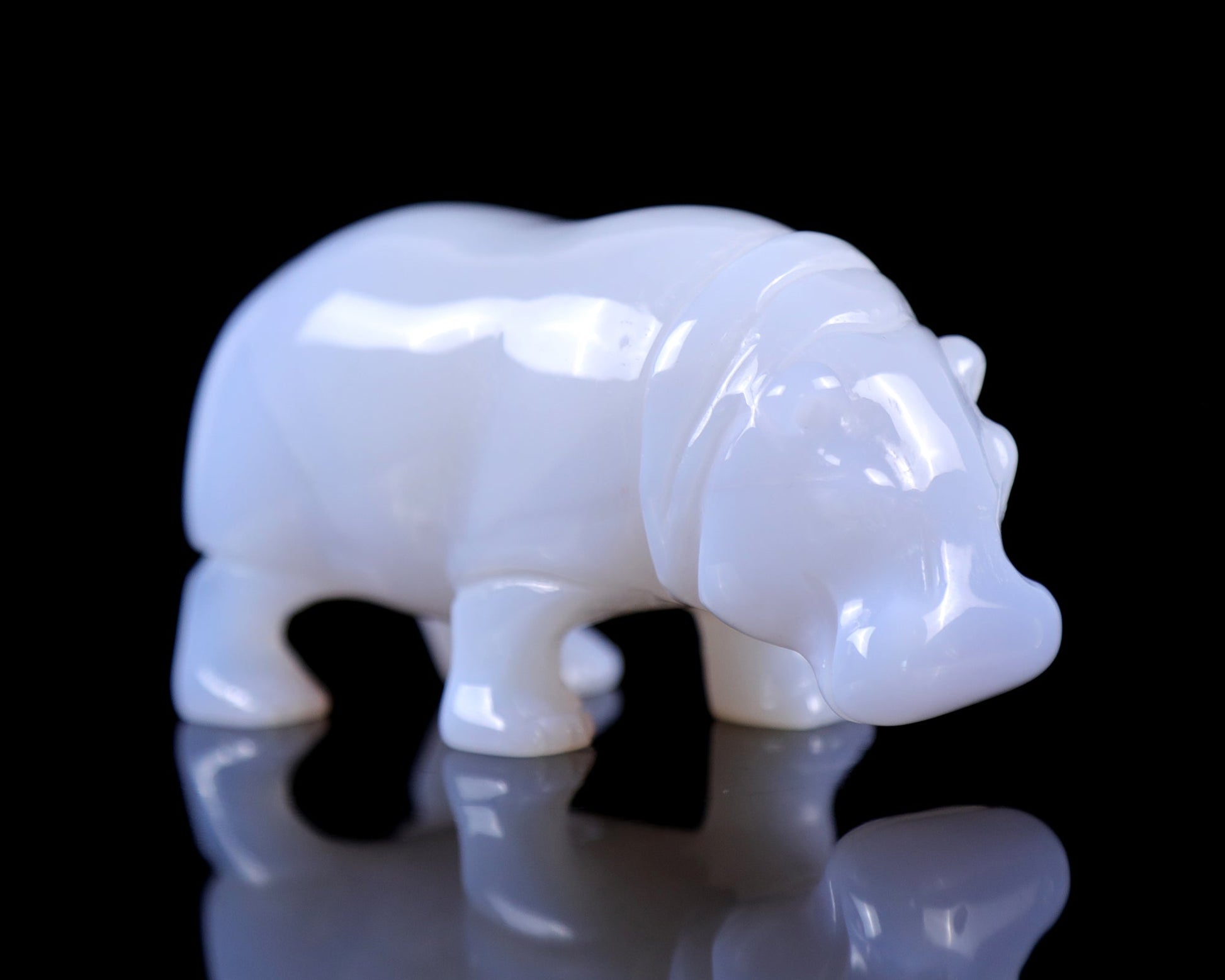 Nicedony 3.9" Blue Chalcedony Hand Carved Crystal Hippo Sculpture - View 21
